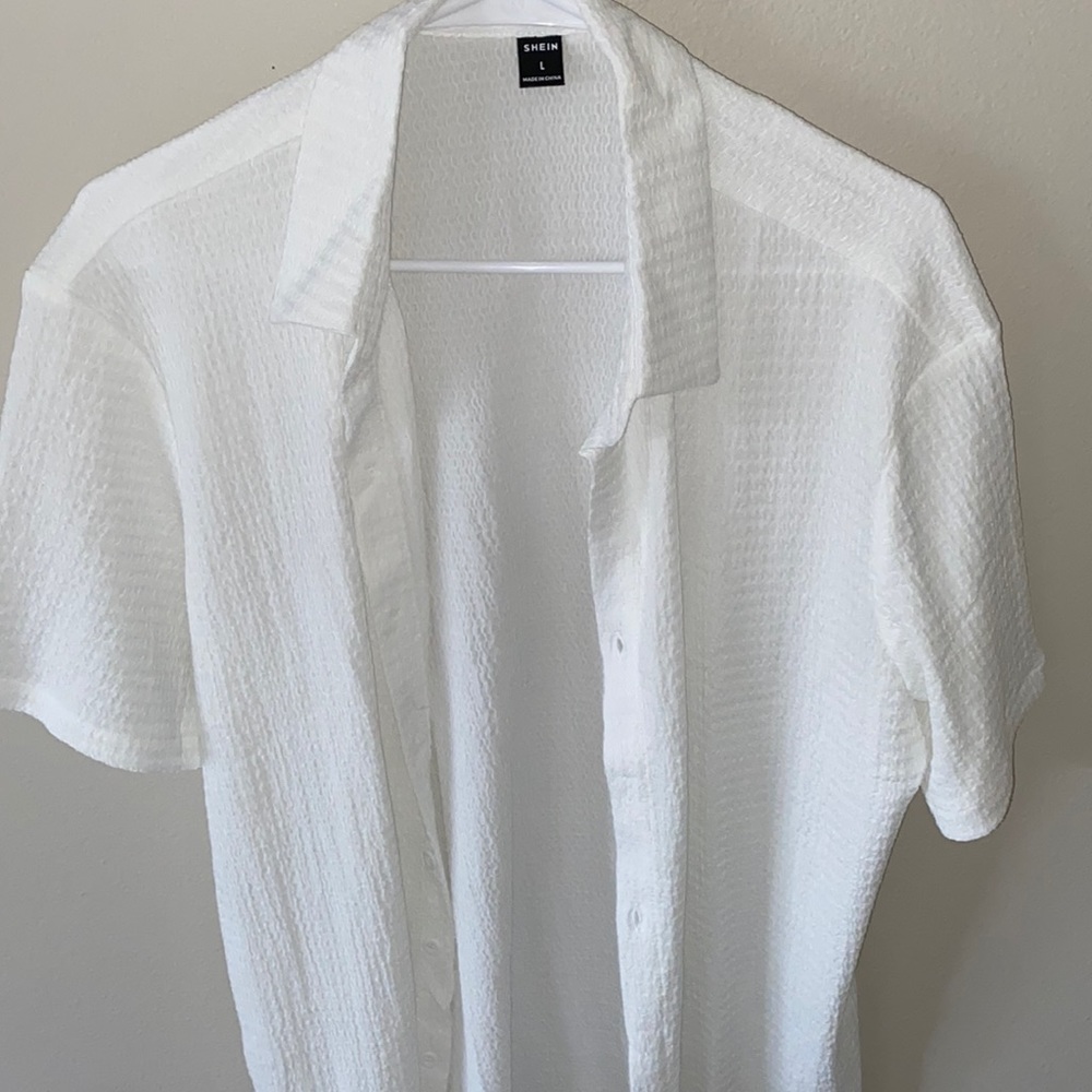 Shein White Shirtsleeve Button Up
